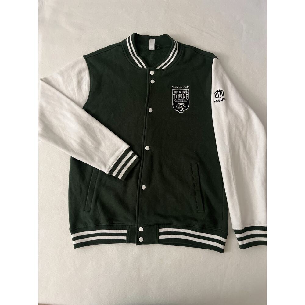 BAW Letterman Jacket Men L Green White They Cloned Tyrone Crew Macro Movie